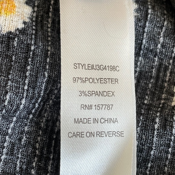 Summer Spring Mini Dress Black with Daisy Print Open Back Ties at neck Stretch - Picture 11 of 12